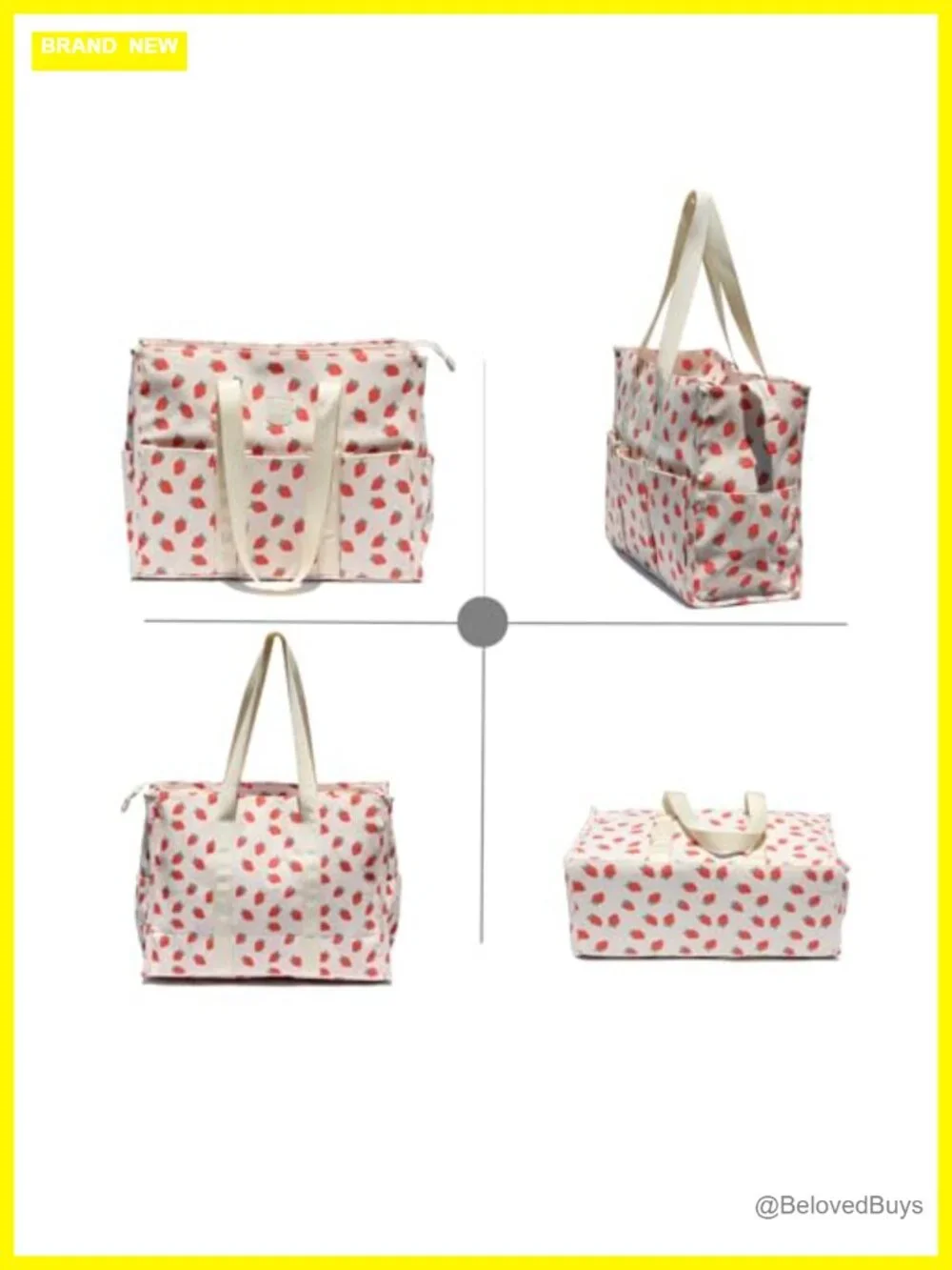 Large Waterproof Canvas Tote Bag with Zipper Top for Work Beach Travel